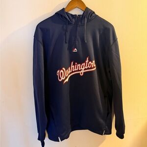 Washington Nationals Authentic Majestic 1/4 Zip Navy Hoodie